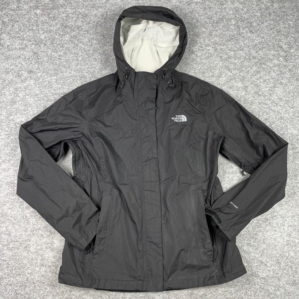 The North Face Rain Jacket Womens M Black DryVent Hooded Windbreaker Shell